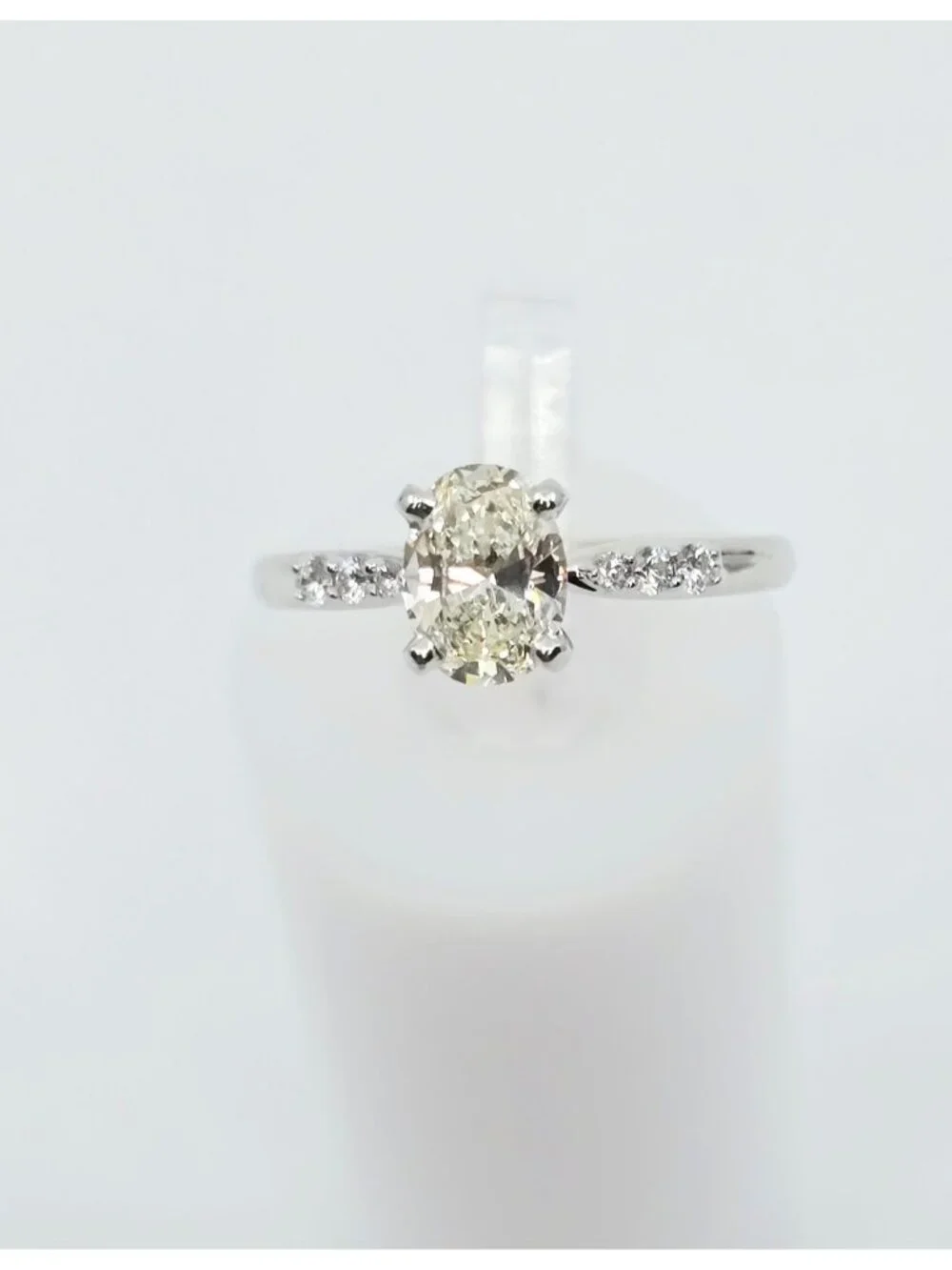 Unique 0.75ct Natural Oval Cut Solitaire Diamond Engagement 14K White Gold Ring